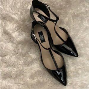 Patten leather heels